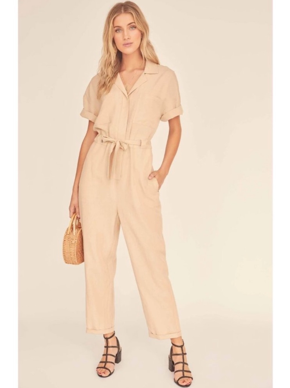 ASTR THE LABEL Short Sleeve Utility Jumpsuit Size Medium